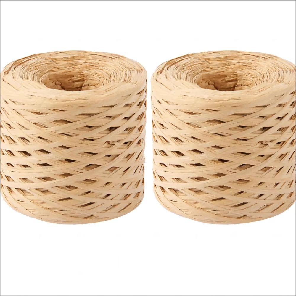 Raffia Ribbon for Gift Wrapping, 200M Raffia Yarn for Crocheting, Raffia Paper Ribbons for Craft, Packing Paper Twine Ribbon