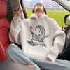 Unisex Japanese Hooded Sweatshirt, Trendy High Street Style, Casual Loose Fit for Spring & Autumn, Versatile Couple's Top.