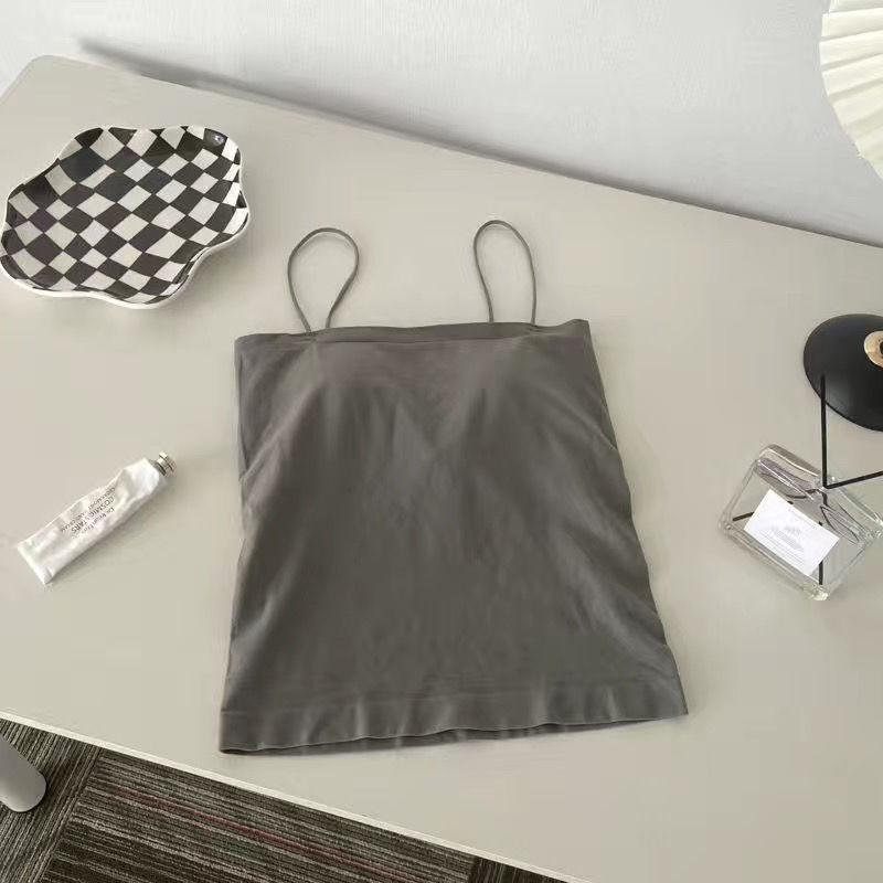 

Летняя однотонная майка с ремешком, женская подушка на груди с тонким бретелем, тонкий бюстгальтер с подкладкой на шее 2XL серый