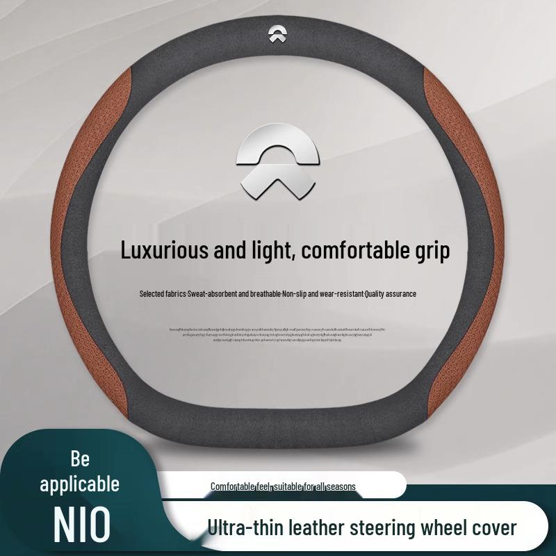 NIO ET5/ET7/ES6/ES8/ES7 Ultra-Thin Genuine Leather Steering Wheel Cover for All Seasons