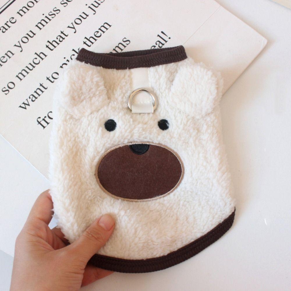 Puppy Outfit Bear Pattern Winter Puppy Clothes Sleeveless Thickened Dog Vest Comfortable Warm Pet Winter Coat Cold Weather