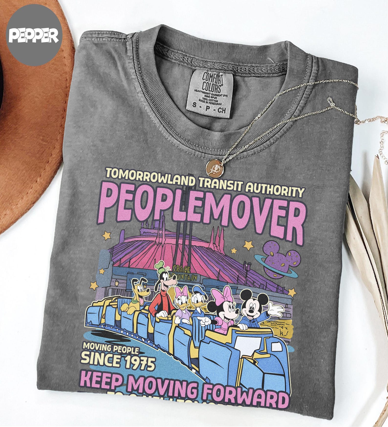 Tomorrowland PeopleMover Shirt, Mickey Friends Space Mountain Tee, Comfort Colors Vintage Graphic S