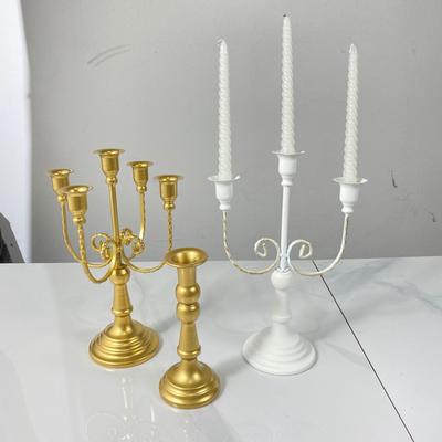 Kovový kandelábr Středový prvek Jednoduchý elegantní držák na svíčky pro svatbu Díkůvzdání Jídelna Obývací pokoj Dekorace