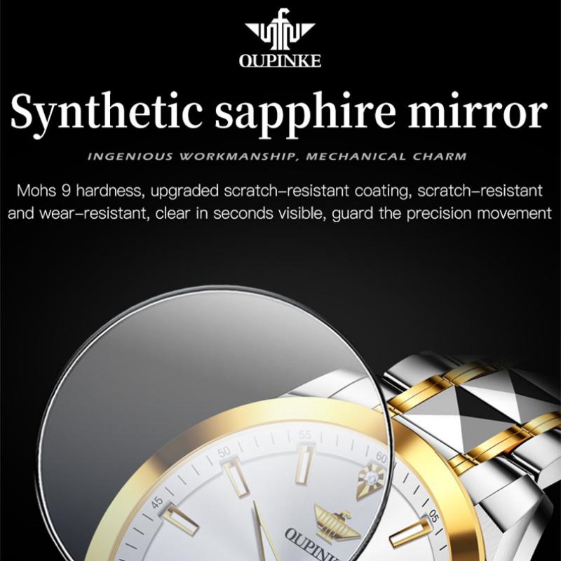OUPINKE Montre Homme Double Calendrier Montre Mécanique Automatique Montre Diamant Haut De Gamme Étanche