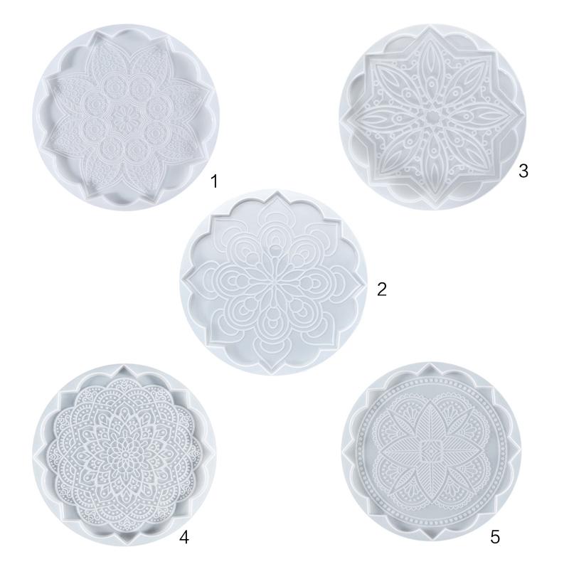 Mandala Diy Homemade Mold Coaster Crystal Dripping for Creative Silicone Mold Crystal Drip Placemat Mold for Diy Craft