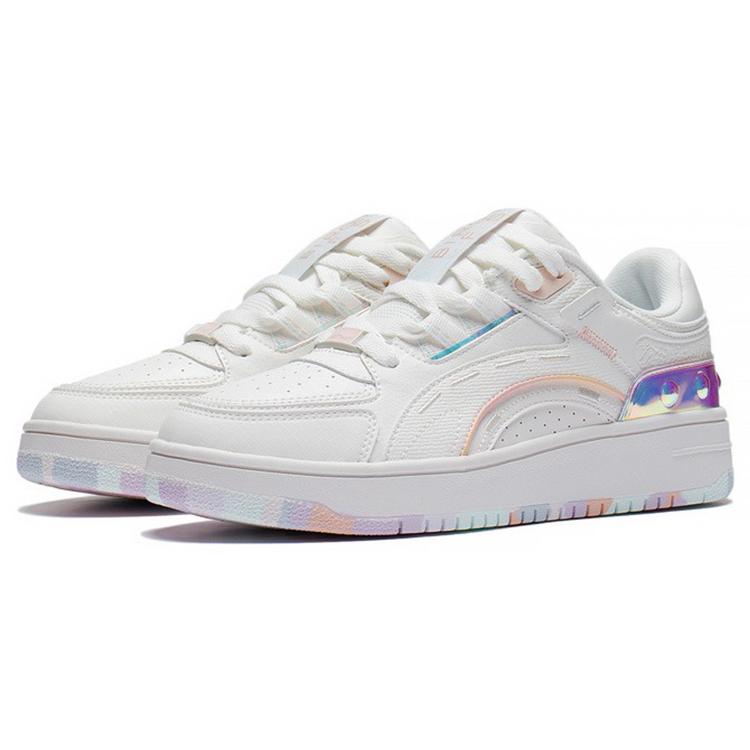 Li Ning Lightweight Abrasion Resistant Low top Skateboard Shoes Women's Mist White AGCS248-1