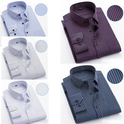 Chemise à manches longues rayée pour homme, sans repassage, antirides, confortable, respirante, décontractée, mode, slim