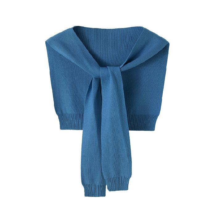 Core-Spun Yarn Knitted Shawl Women'S Spring And Autumn Outer Vest Solid Color Vest Thin Cardigan Summer Knotted False Collar Scarf