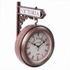 Plastic Wood Pattern Replica Dual Side Victoria Station Wall Clock Hanging Style Platform Railway Clock Home Decor 33.02 Cm