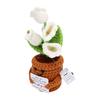 Crochet Lily of The Valley Flower with Light Handmade Positive Energy Knitted Desktop Flower for Gift Mom Coworker