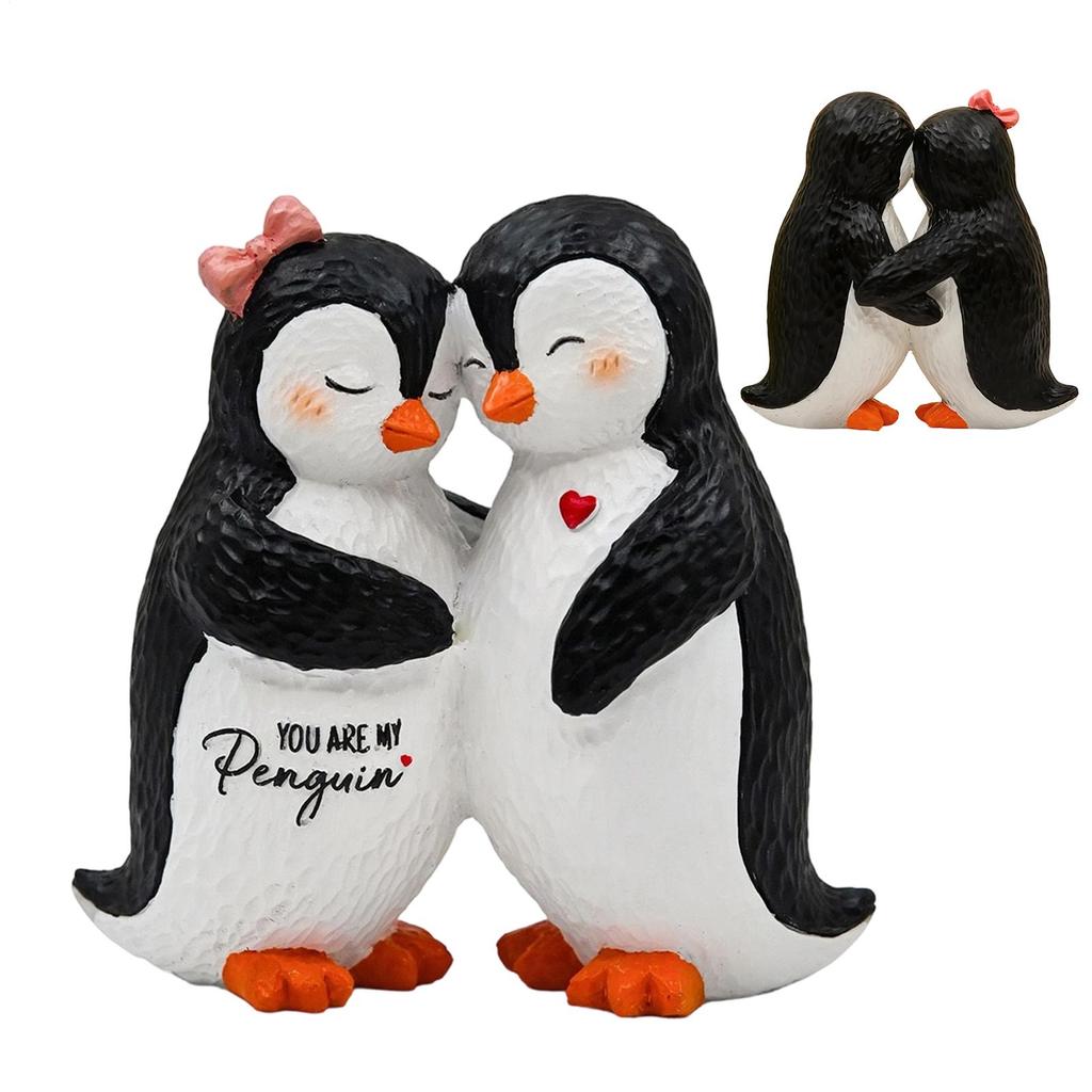 Couple Penguin Figurine Cute Romantic Resin Penguin Lovers Statue Home Decor For Christmas Birthday Valentines Day
