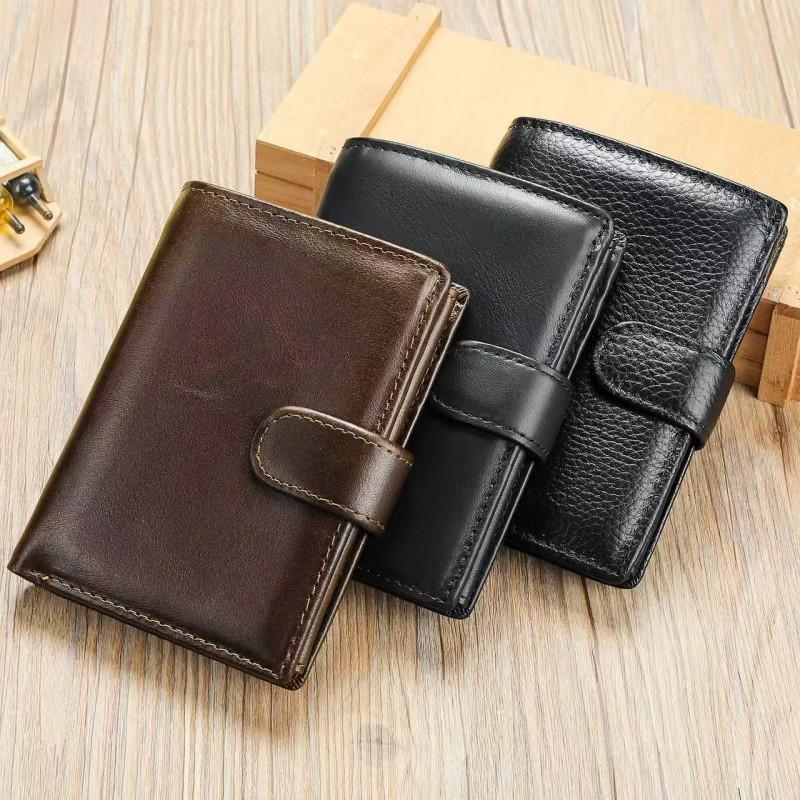 Mens Slim Genuine Leather Wallet Short Bifold Minimalist Business Casual Purse Daily Use