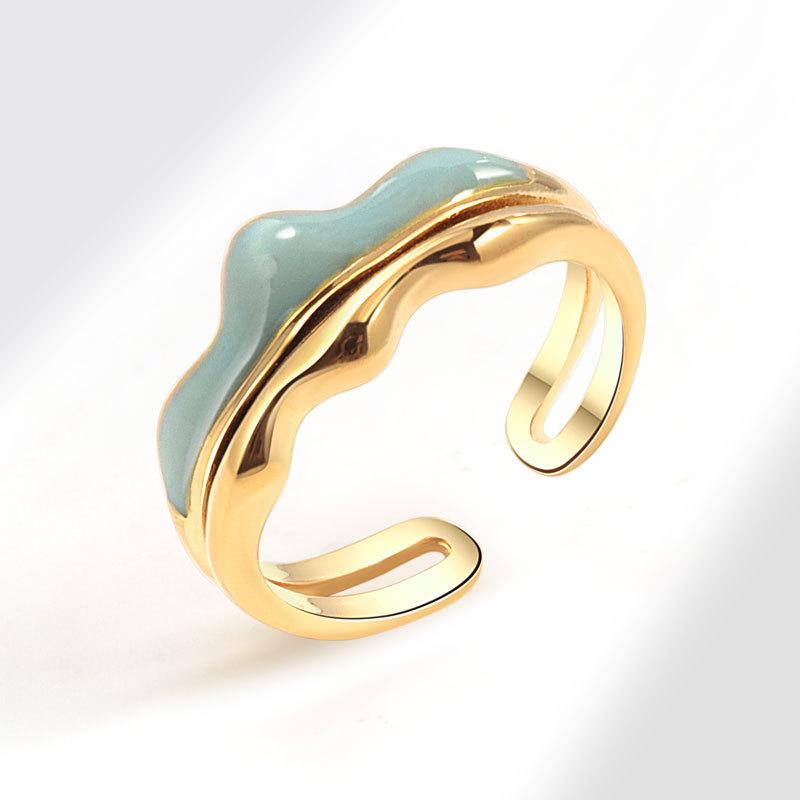 Aukštos kokybės spalvingas emalio širdelės atviro žiedo dizainas, paprastas ir dosnus skonis, moteriškas nišinis, aukštos prabangos emalio mados tendencijų žiedas, papuošalas