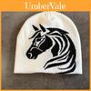 Pony Pattern Wool Beanie With Warmth And Foldable Design For Autumn Winter Fashion