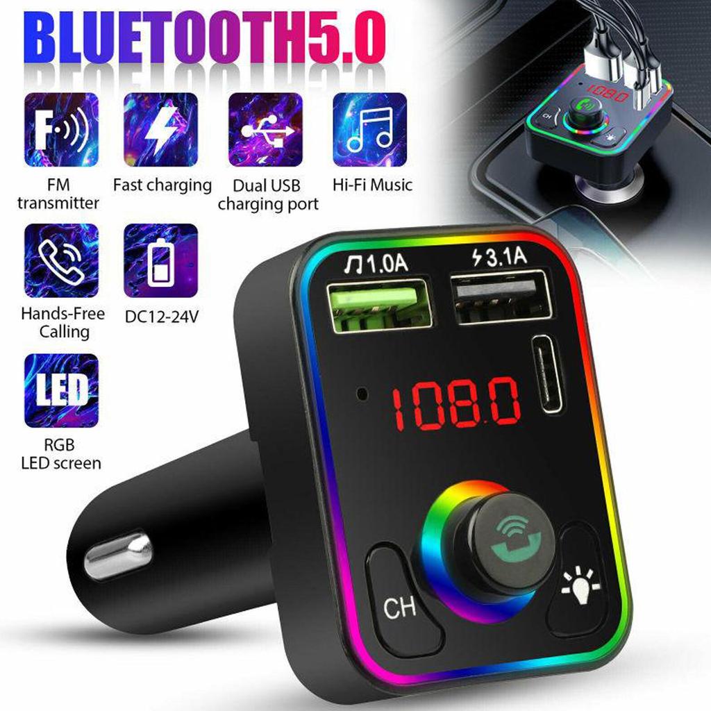Bluetooth 5.0 FM Transmitter Car Kit Adapter Hands-Free LED Display And Charger PD Fast Player Modulator Auto With Mp3 Fm V9W6