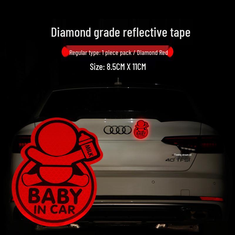 Reflective Baby in Car Sticker - Self-Adhesive Diamond Grade Warning Sticker