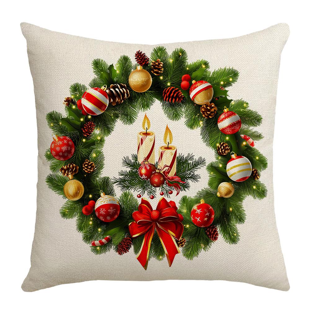 

Новый Рождественский Венок Дед Мороз Снеговик Элементы Праздничный Теплый Дом Спальня Диван Подушка Подушка 45 * 45Cm (without core)
