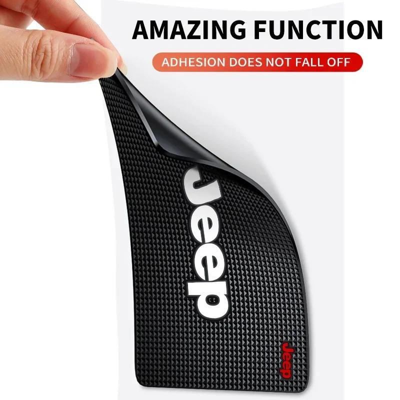 PVC Car Emblem Non-Slip Mat Dashboard Mobile Phone Pad For Jeep Renegade Compass Grand Cherokee Patriot Liberty Wrangler Rubicon