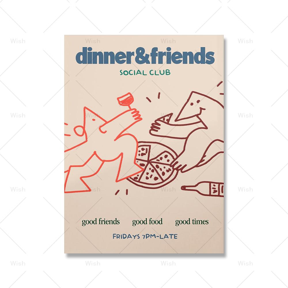 

Постер Клуб общения за ужином и с друзьями Абстрактный Забавный Линейный рисунок Холст Живопись Художественный принт Скандинавские Настенные картины Кухонный декор 21x30cm No Framed