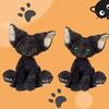 Lindo Peluche de Gato Negro KUKI Cojín Marrón Amarillo Rizado Ojos Verdes Pelo Largo Muñeco Animales de Peluche Regalos Festivos Regalo para Niños