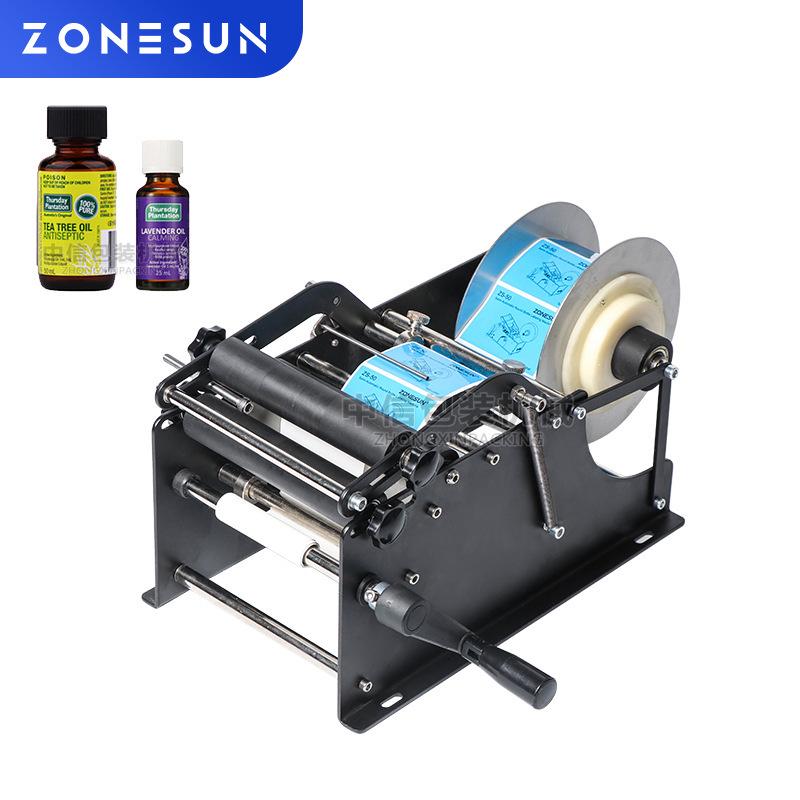ZONESUN Manual Round Bottle Labeling Machine for Stickers & Logos