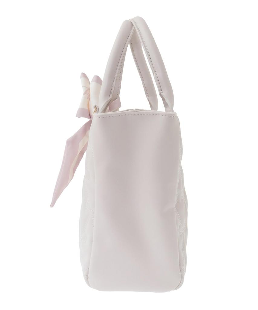 Maison de Fleur Quilted Ribbon Tote Bag with Black Women's Scarf,