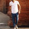 Men's Stand Collar Solid Color Loose Short Sleeved Shirt