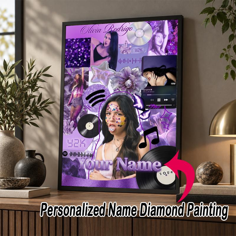 Custom Name Olivia Rodrigo 5D Diamond Painting Personalized Full Drill Diamond Art Kit Gift