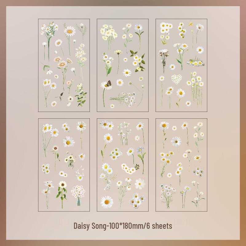Nature Series: Daisy & Rose Waterproof Children's Journal Stickers Pack for DIY Decoration