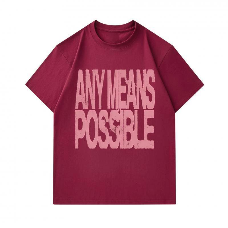 Men's 100% Cotton Crew Neck Short Sleeve T-Shirt, Casual Any Means Possible Letter Print Soft Breathable Lightweight Daily Wear Tee for Casual Outdoor