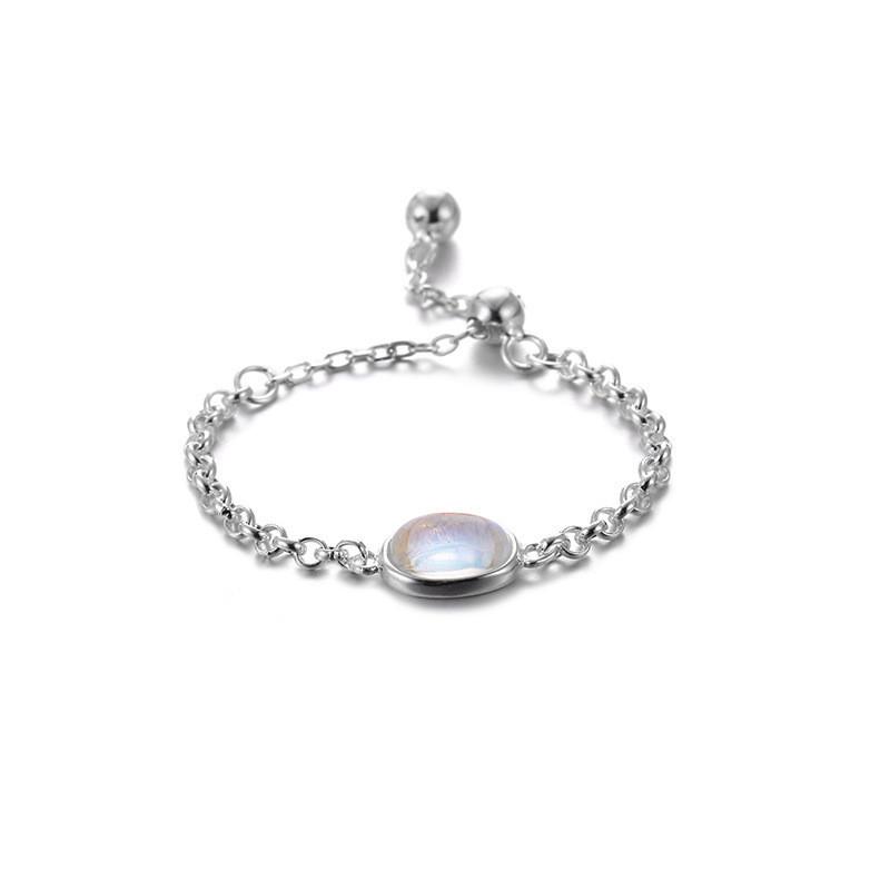 

925 Sterling Fashionable Silver Moonstone Adjustable Ring Ideal For Women Gift Occasions