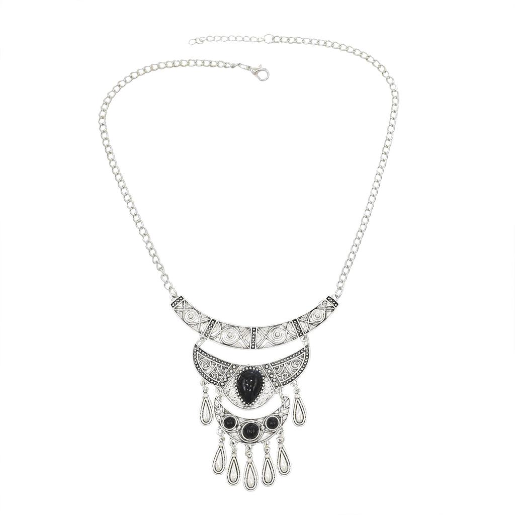Exaggerated Retro Metal Necklace Fringed Necklace Jewelry Foreign Trade Jewelry Alloy Collarbone Chain
