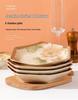European Jasmine Rhombus Ceramic Dinnerware Set - Includes Small Plates, Fruit Plates, and Dinner Plates.