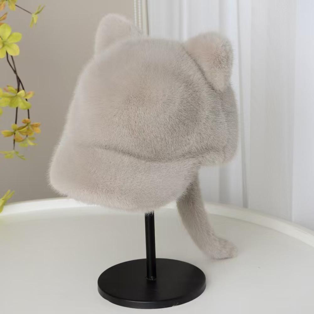 Cosplay Cat Ear Plush Hat Lovely Tail Peaked Cap Fashion Black Cat Baseball Cap  Autumn