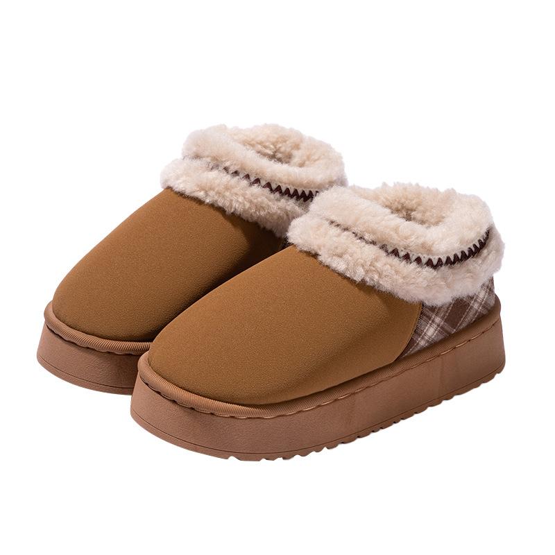 2025 ethnische Baumwollschuhe Winter koreanische Version Wildleder Zuhause Herbst und Winter dicksohliger Plüsch rutschfest Oberbekleidung