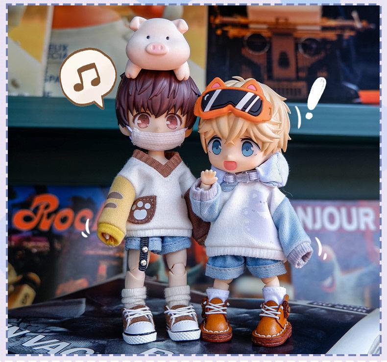 OB11 Clothes Cat Sweatshirt Hoodie Casual Jacket for Obitsu11, Molly, GSC Body, DDF, YMY, 1/12bjd Doll Accessories Toy Coat