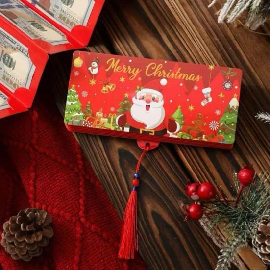 Christmas Red Envelope Money Box Gift Card Holder 10 Slots Surprise