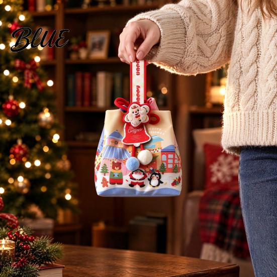 Christmas Small Gifts Drawstring Gift Bag with Handle Reusable Canvas for Packaging Bags Present Xmas Candy Goodie Treat Pouch Holiday Party