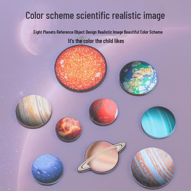 Cross-border Wooden Solar System Puzzle: Educational Planet Earth Matching Board Game for Children