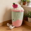 Adorable Pink Latte Matcha Green Milk Tea Cup Pillow Plush Toy with Small Pearl Detail Cute Funny Doll Decoration for Home