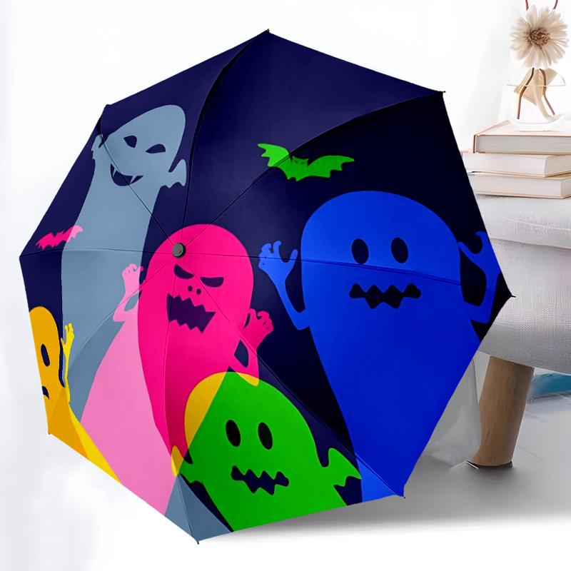 1pc Ghost Halloween Automatic Open/Close Umbrella, Windproof, Folding Compact Umbrella with Lightweight Design for Women/Men060