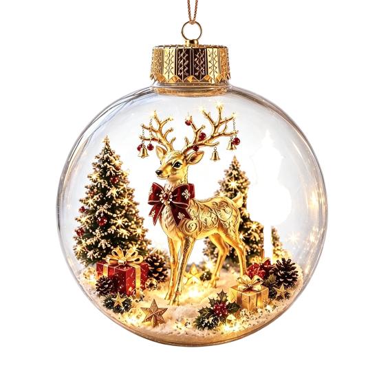 Lightweight Xmas Tree Pendants Clear Christmas Ball Ornaments, Acrylic Hanging Decoration with Gingerbread House Small Gifts Reindeer Santa Inside for