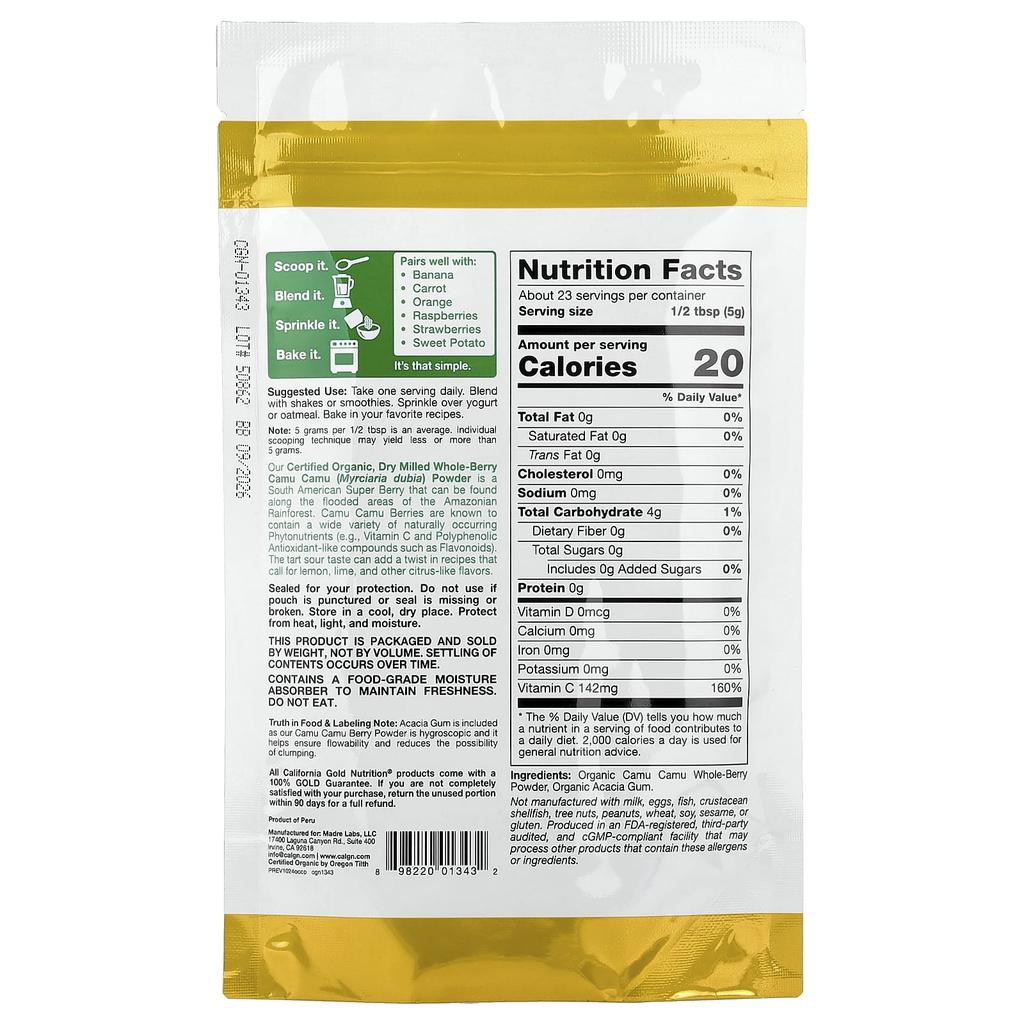 Superfood, Bio Camu Camu Pulver, 114G(4 Unzen)