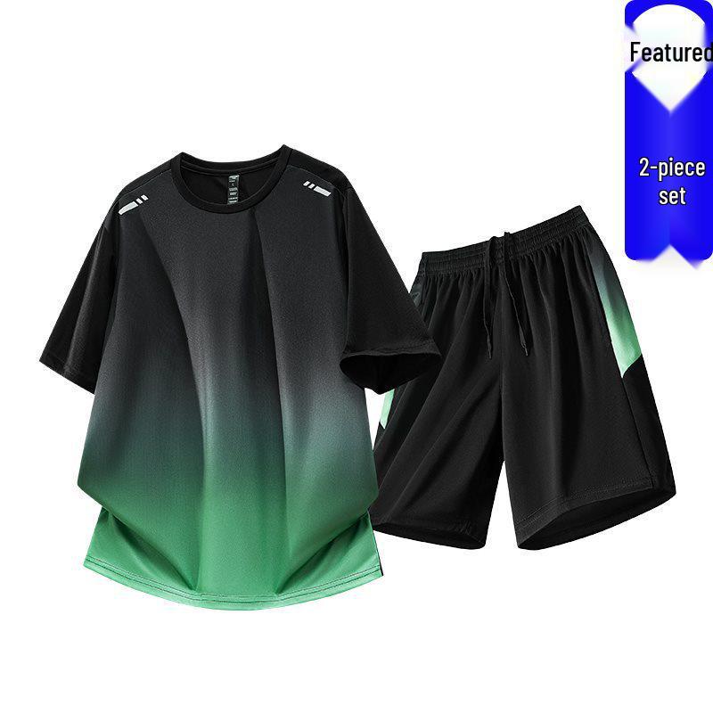 Summer Sports Suit Men s Quick-Dry Ice Silk Running & Training Set M