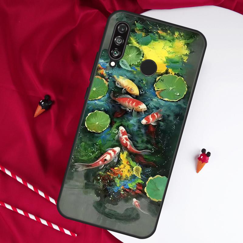 Koi Carp Fish Painting For Huawei Nova Y61 Y91 Y73 Y72 Y90 Y70 Y60 12s 12i 11i 8i 9 10 SE P60 P30 Pro P40 Lite Case