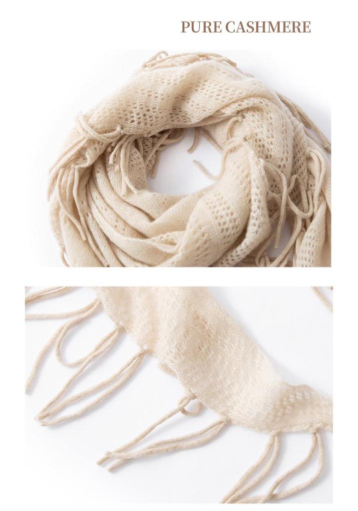 Women's 100% Pure Cashmere Shawl - Autumn/Winter Fashion Tassel Knit Scarf