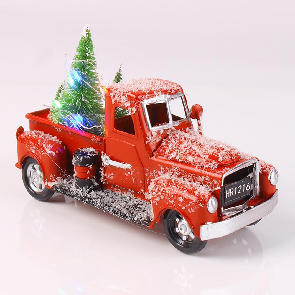 Truck Car Model Christmas Tree Ornaments Vintage Handcrafted Car Crafts With Lights For Christmas Decoration