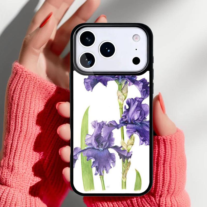 Blue Iris Flower Phone Case for iPhone 17 16 15 14 13 Pro Max Back Cover for 12 11 Pro Coque