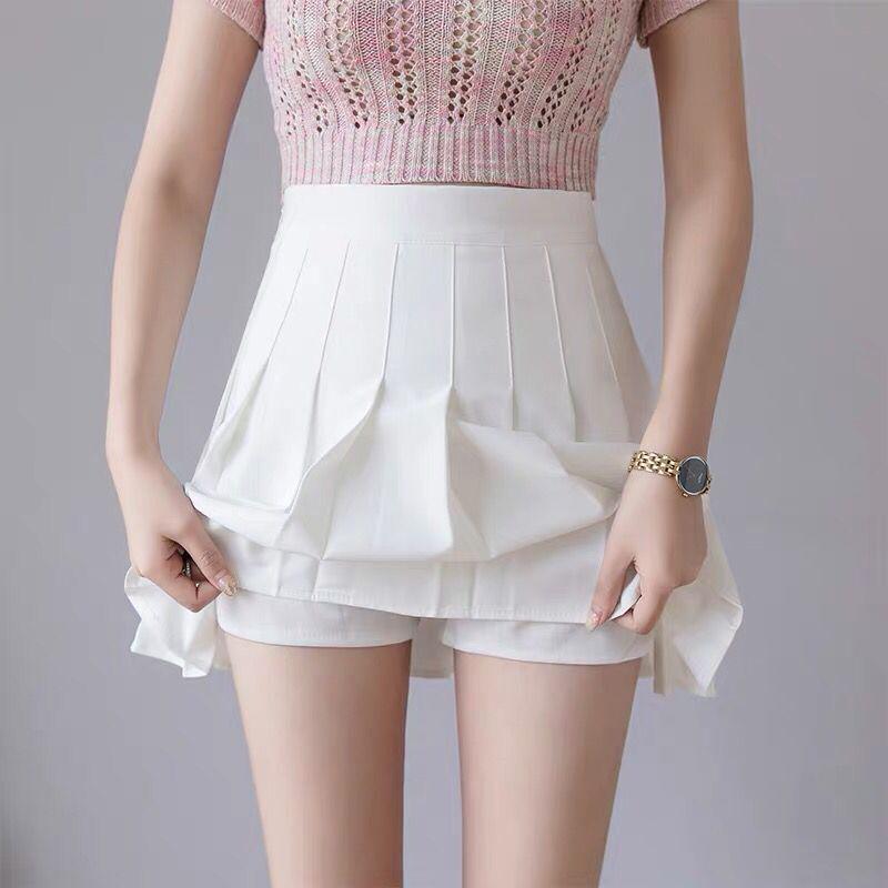 Women's High Waist Solid Color Pleated A-Line Short Skirt for Spring and Autumn 2025