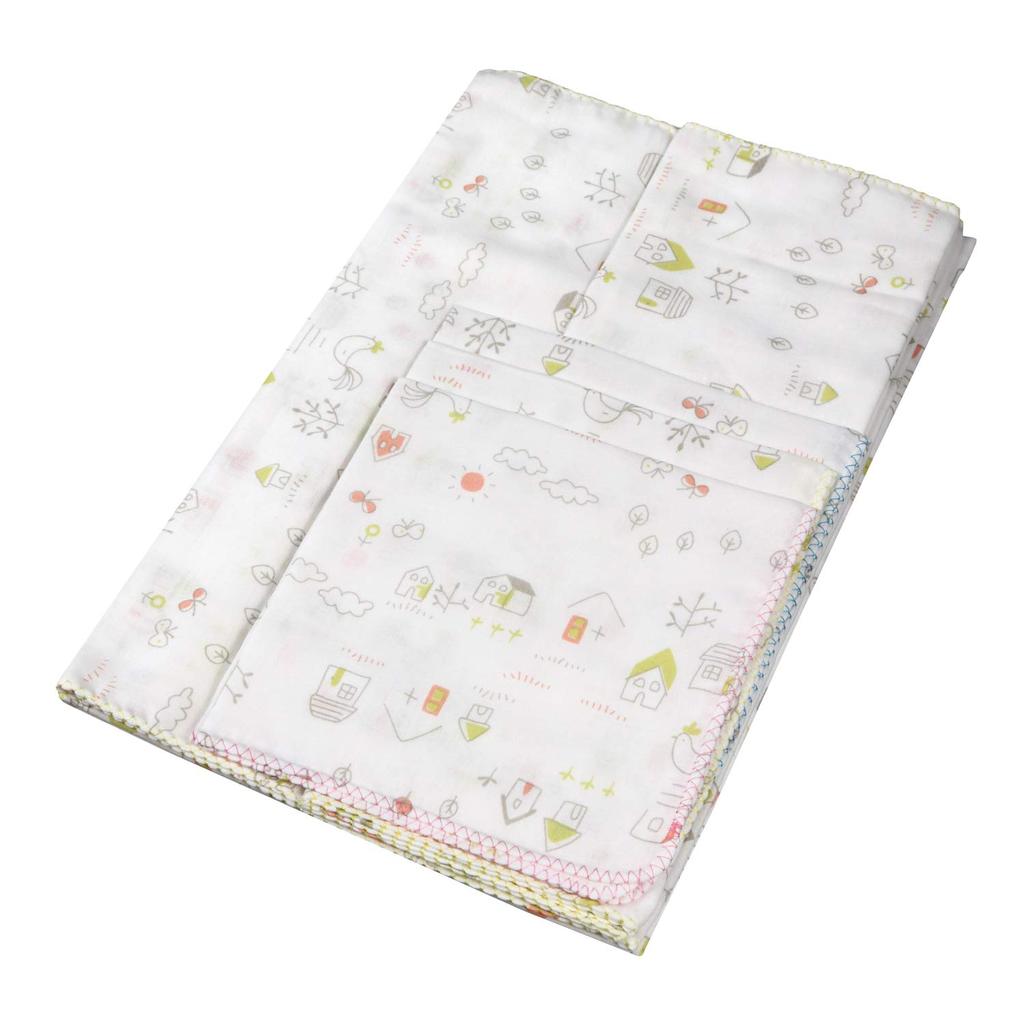 Isamu Shokai Made in Double Gauze Bath Set 1 Bath 2 Bath 3 Gauze House Pattern 100% Cotton, Japan, (6-Piece Set Towel, Towels, Handkerchiefs)